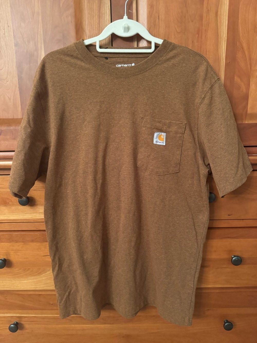 Carhartt Pocket T Shirt Mens Medium Brown Loose Fit Logo Workwear Tee